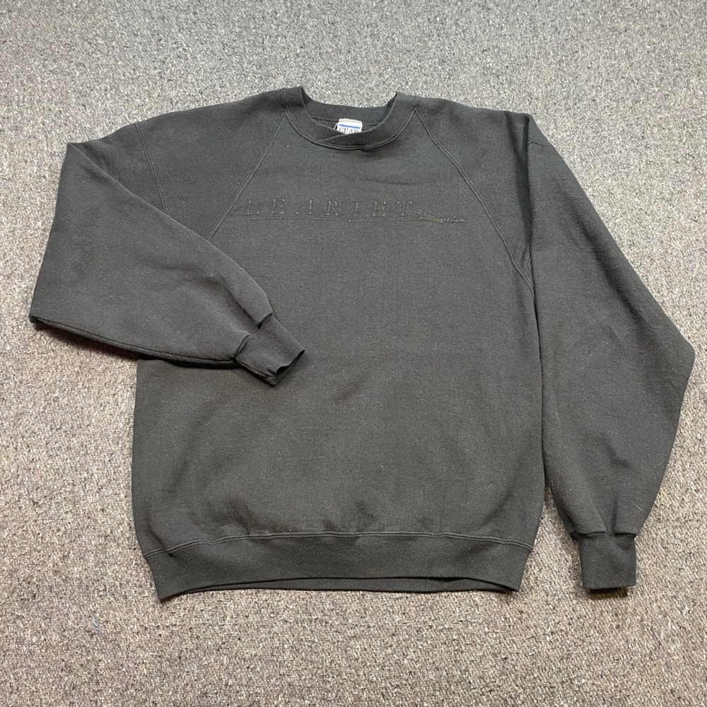 Gear For Sports Learjet Sweatshirt Sz S Mens Black Grunge Retro USA Made